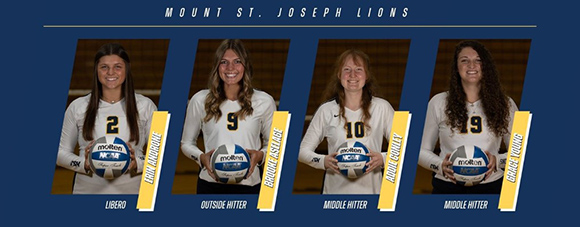 Mount St. Joseph University volleyball players selected for academic all-district team in a graphic