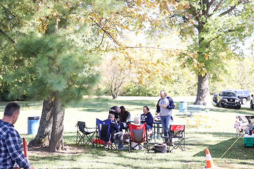 area in the grass with benches