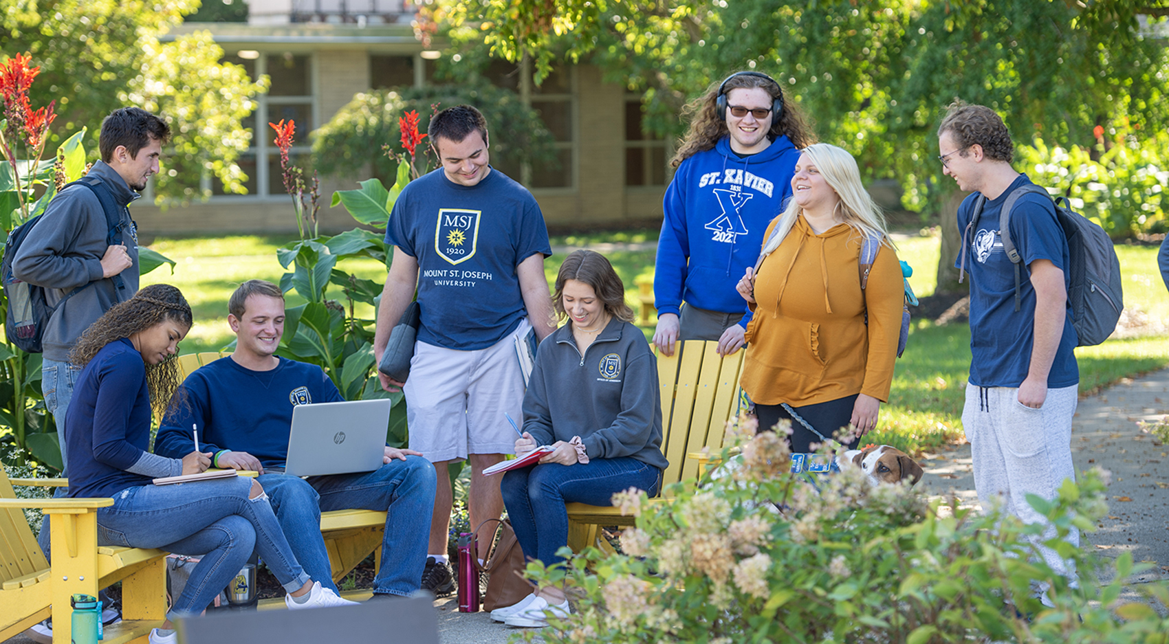 msj students in quad talking.