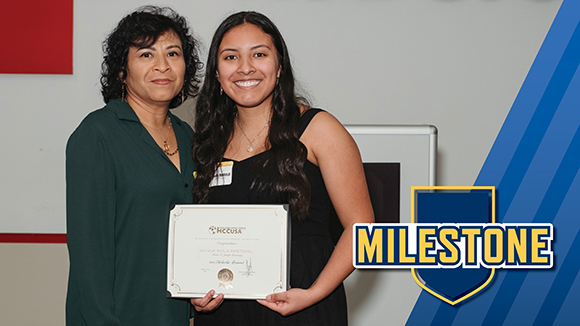 Alissa Avilla Renteral (right) at the award ceremony with her mother (left)