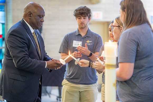 President Williams in Mater Dei Chapel